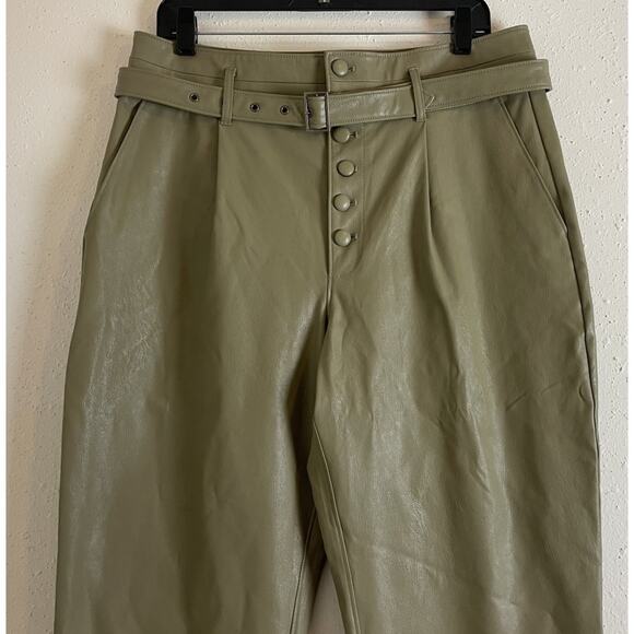 Paige Women's Maria 10 Pant Vegan Leather Belt Button Fly in Dark Brushed - Picture 4 of 16